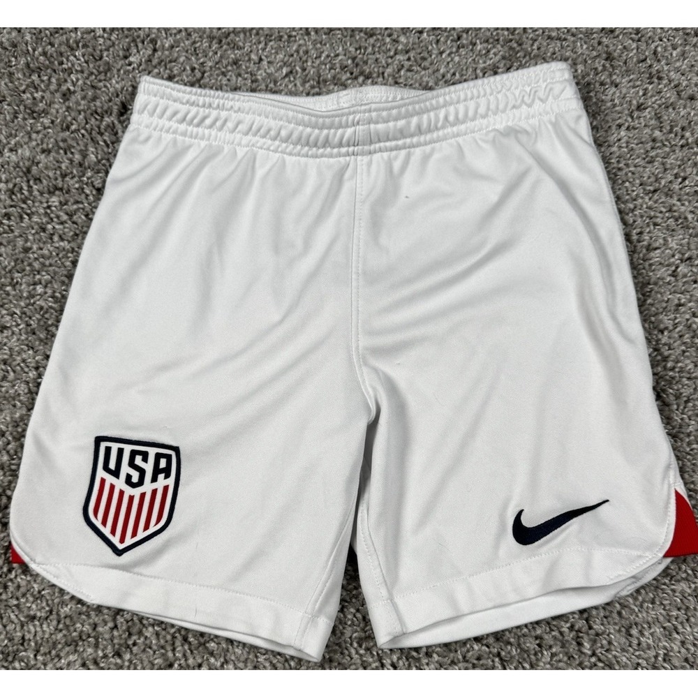 Nike USA Soccer Youth Athletic Shorts Dri Fit White Small